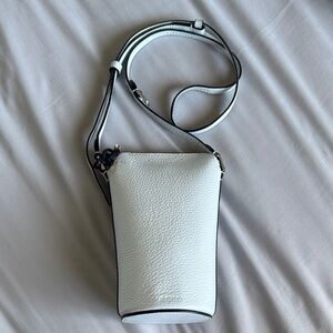 Ecco light blue Leather Crossbody pot Bag
